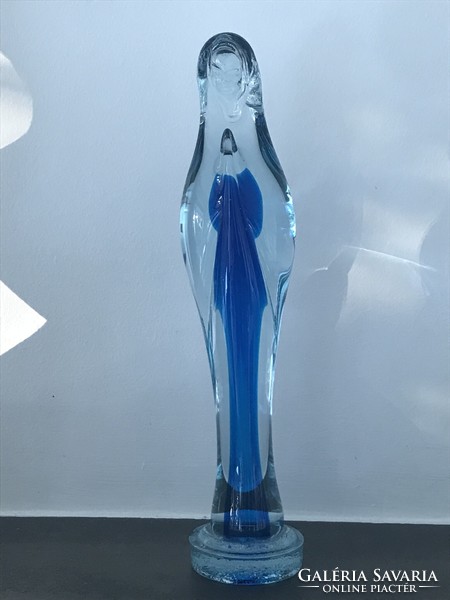 Muránói üveg Madonna sommerso technikával, 28 cm magas