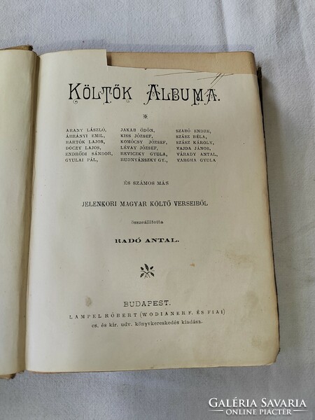 Radó Antal (szerk.): Költők albuma - 1891