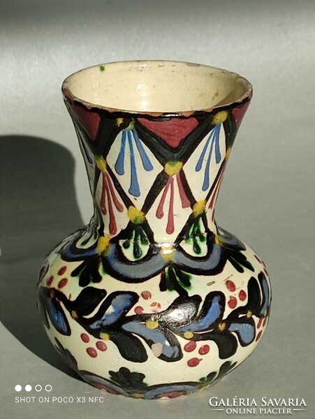 János Lázi antique ceramic small vase marked