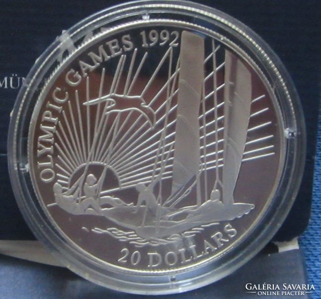 Ezüst 20 dollár Kiribati  1992, nyári olimpiai játékok. PP kivitel.