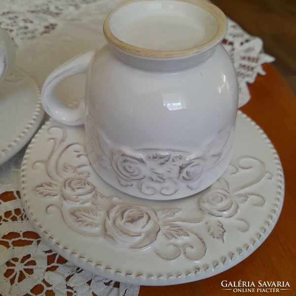 Porcelain coffee cup + saucer plate