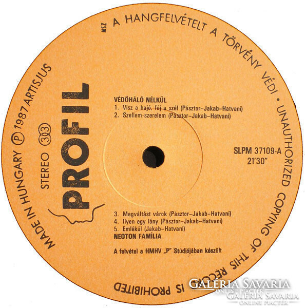 NEOTON FAMÍLIA - Védőháló Nélkül LP bakelit lemez