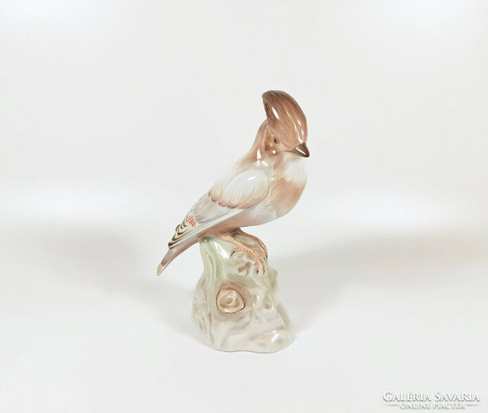 HERENDI, BARNA ÉNEKES MADÁR FIGURA, KÉZZEL FESTETT PORCELÁN FIGURA 20 CM. ! (H019)