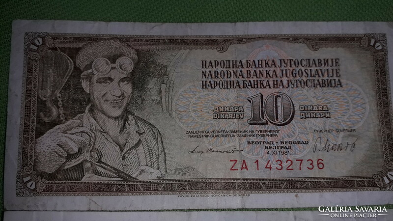 Old Yugoslavia 10 dinar paper money 2 x 1968 - 3 x 1978 - 1 x 1981 - 6 pieces together as shown in the pictures