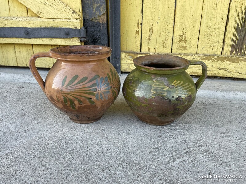 Old ceramics, flowery bastard silk peasant village decoration ceramic hard tile