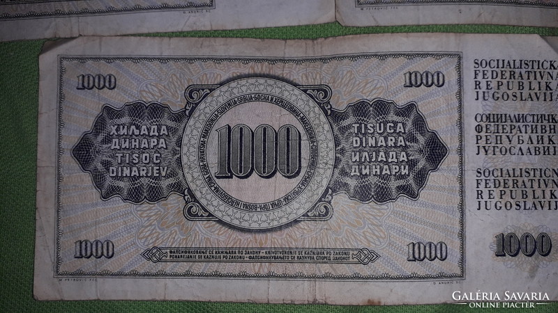Old Yugoslavia 1000 dinar paper money 1 x 1974 -1 x 1978 - 3 x 1981 - 5 in one according to the pictures 5