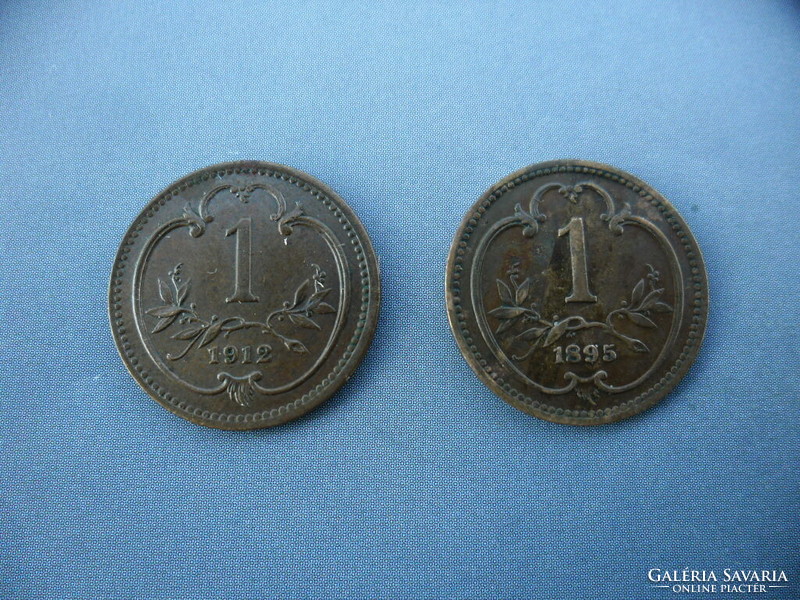 Nice 1 heller coins / 1895, 1912 /