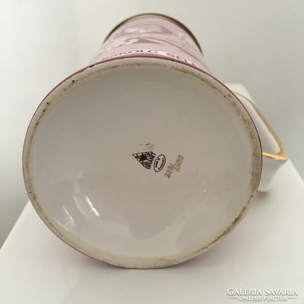 Granite cup, jug, with Saxon endre decor, numbered, rare
