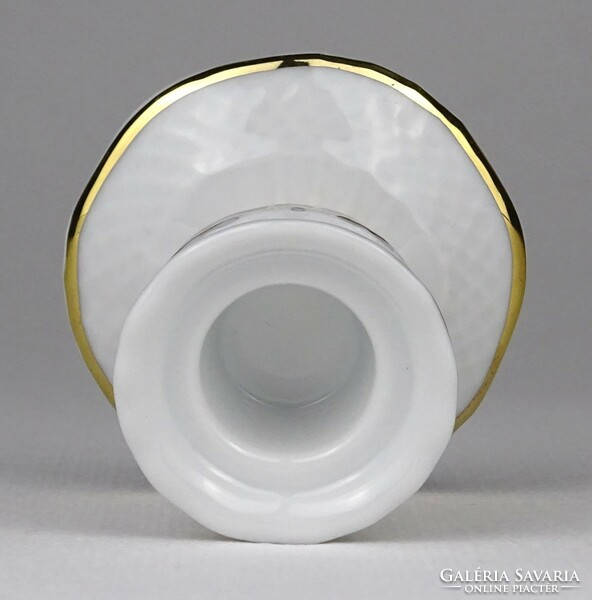 1O080 Hollóházi Pompadour porcelán gyertyatartó