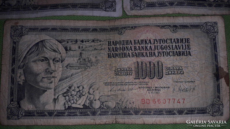Old Yugoslavia 1000 dinars paper money 1 x 1974 - 4 x 1981 - 5 in one according to the pictures 3
