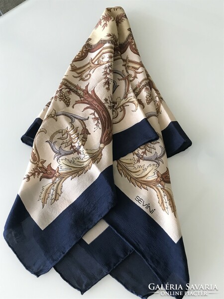 Vintage Sevini silk scarf with pegasus and abundance, 82x80 cm