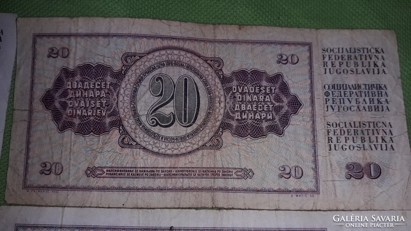 Old Yugoslavia 20 dinars paper money 1 x 1974- 3 x 1978 - 4 in one according to the pictures