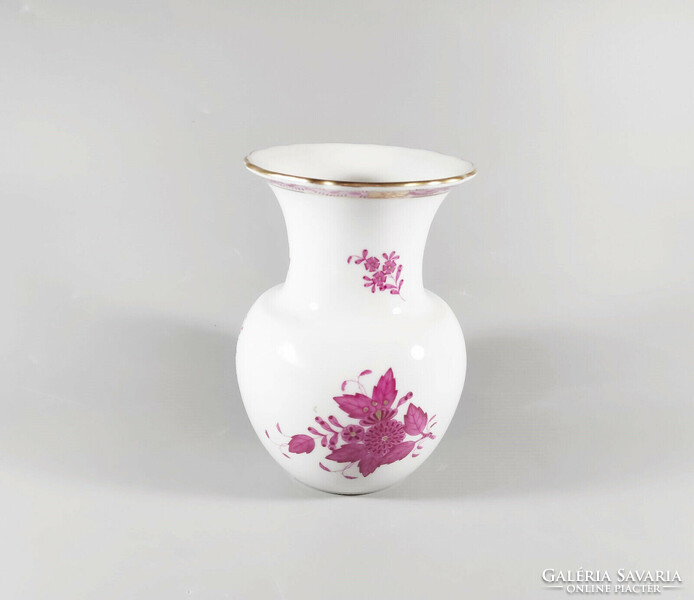 Herend, purple Appony pattern vase, hand-painted porcelain, flawless (j335)