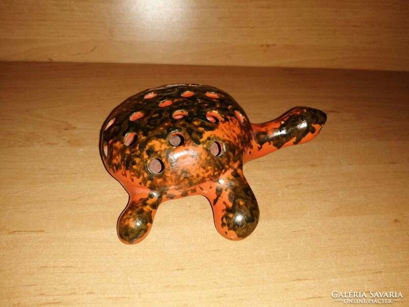 Tófej kerámia ikebana teknős figura - hossza 16 cm (26/d)