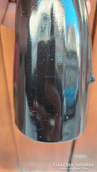 Fekete porcelán figura, női alak, 23,5 cm, retro