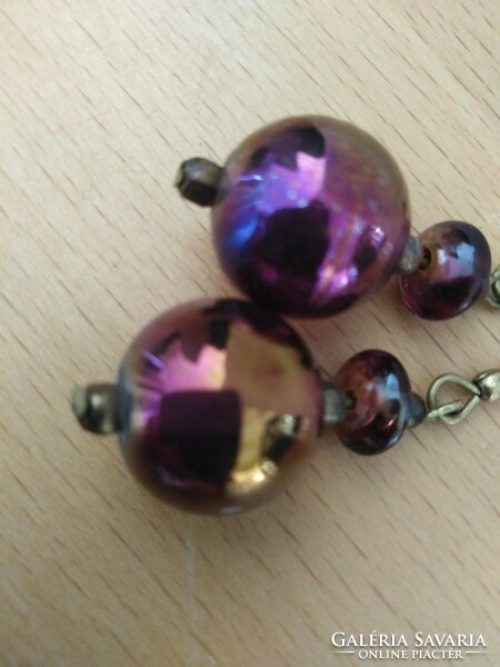 Earrings - copper purple glass beads