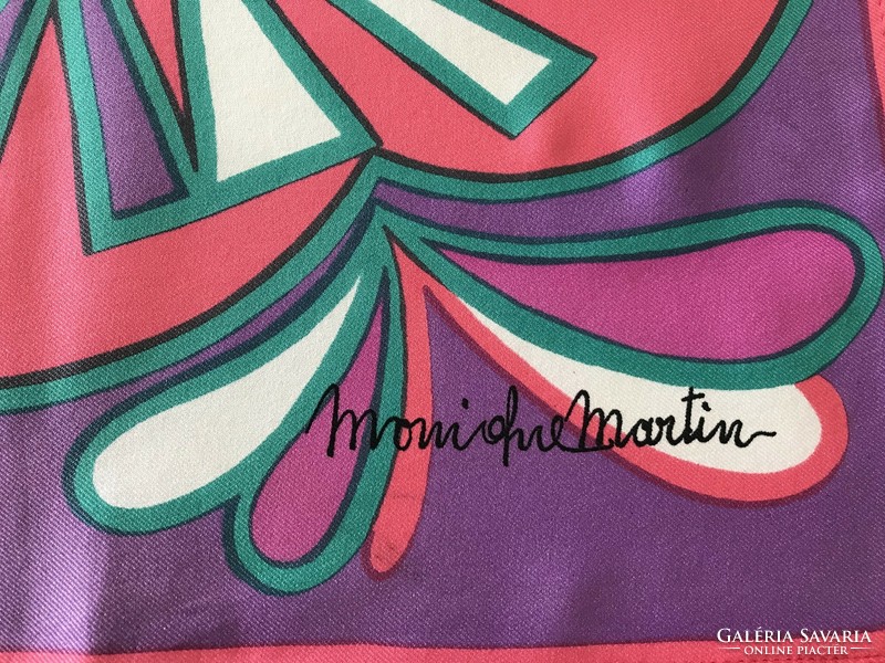 Vintage Monique  Martin kendő gyönyörű színekkel, 67 x 67 cm