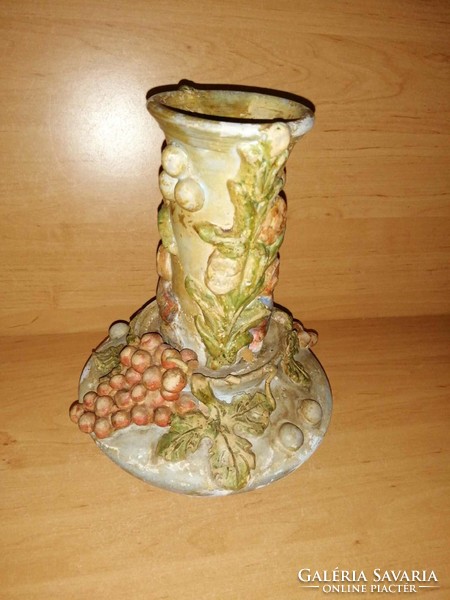 Régi kerámia váza szőlő mintával - 25 cm magas (39/d)
