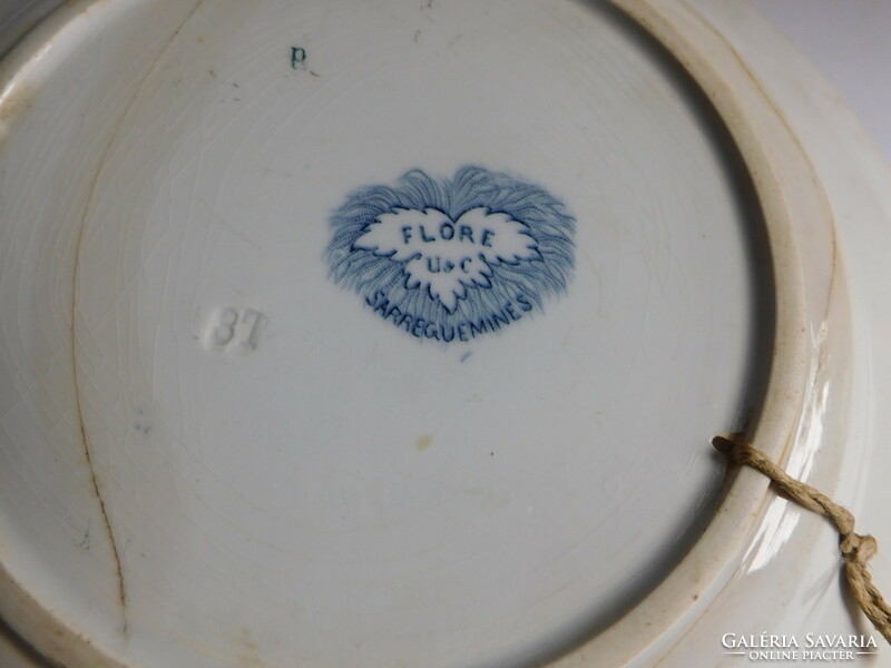 Sarreguemines "Flore" tányér 1800-as évek közepe - repedt