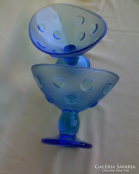 Blue glass ice cream cup / cup 2 pcs