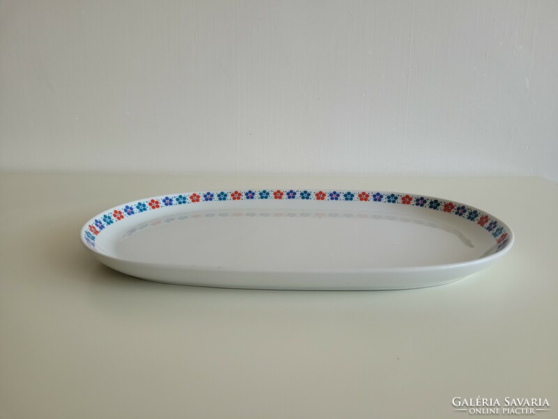 Retro large size 38 cm lowland porcelain oval bowl with blue and red flowers