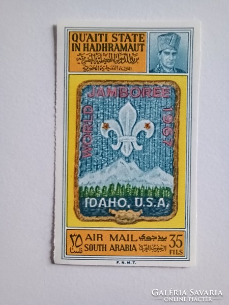 1967. Aden Qu´aiti State in Hadhramaut - Cserkész Világkongresszus, Idaho - vágott bélyeg Mi 122B