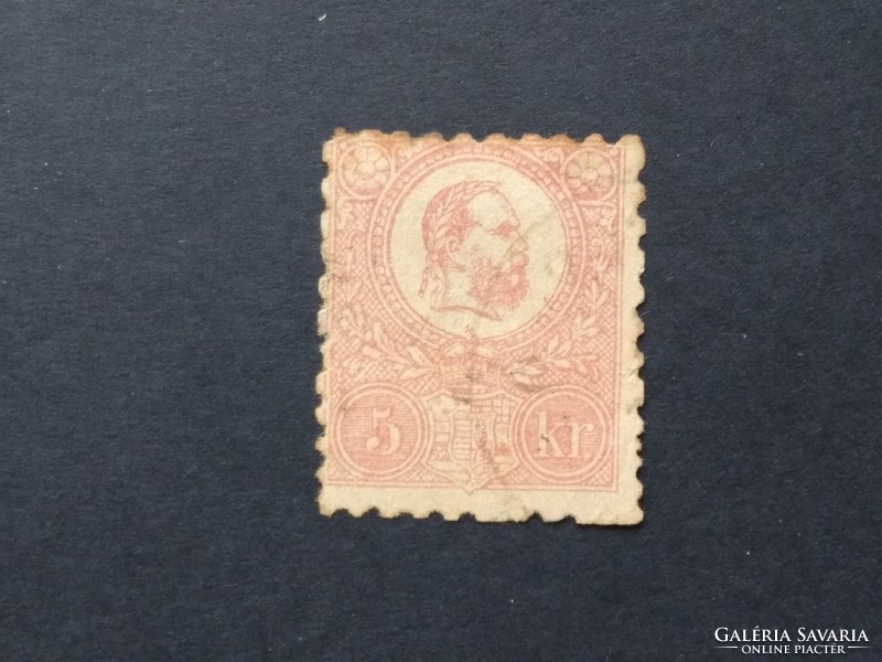 1871 Kőnyomat 5 kr. barnulás, rövid fogak G3