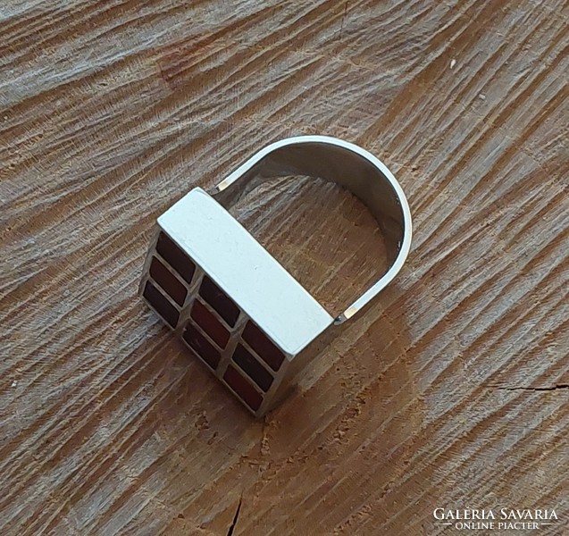 Swatch steel signet ring with plastic inlay
