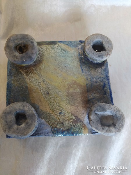 Ceramic square tray made with Raku technique