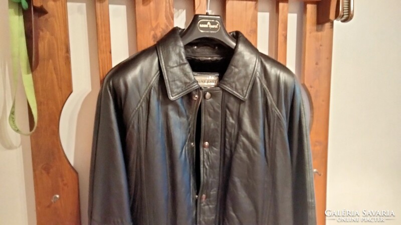 Men's genuine leather jacket with removable fur lining - l - exact measurement
