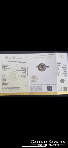 Izgalmas gyémánt gyűrű , nemzetközi Certifikációval több mint 1Ct
