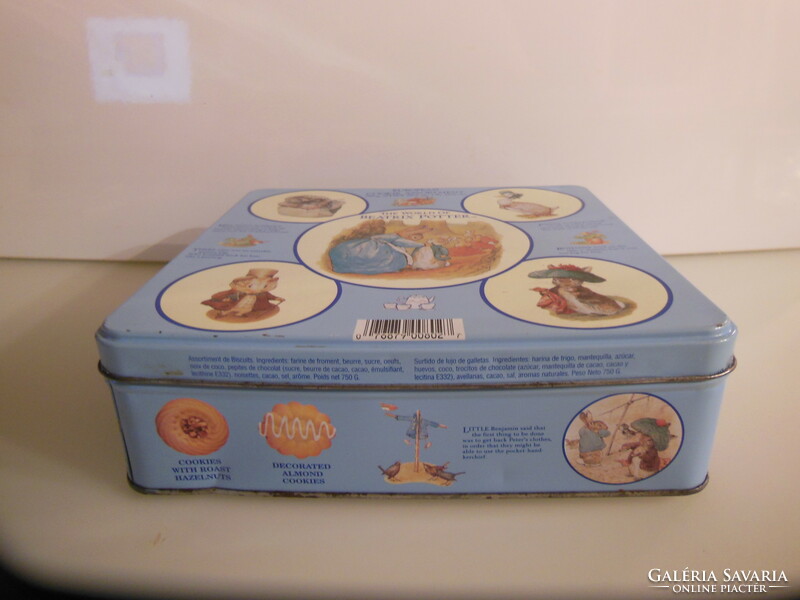 Box - year 2001 - beatrix potter - 23 x 22 x 7 cm - metal - vintage - biscuit - flawless