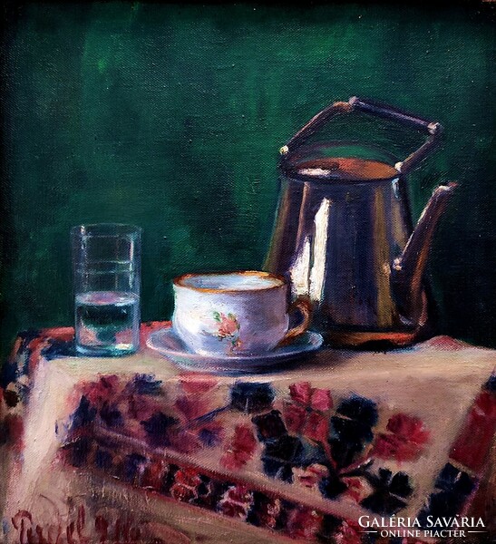 Margit Perczel ( 1883 - ) cup still life, 1916