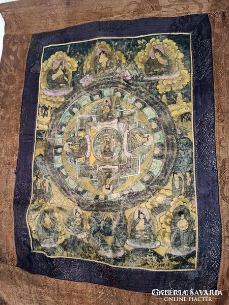 Antique Buddhist thangka hand painted scroll image