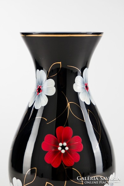 Üveg váza, kézzel festett, aranyozott, nagy méretű, szép.