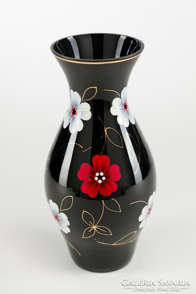 Üveg váza, kézzel festett, aranyozott, nagy méretű, szép.
