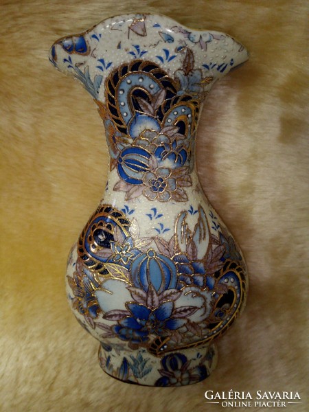 A rare blue richly gilded Chinese vase