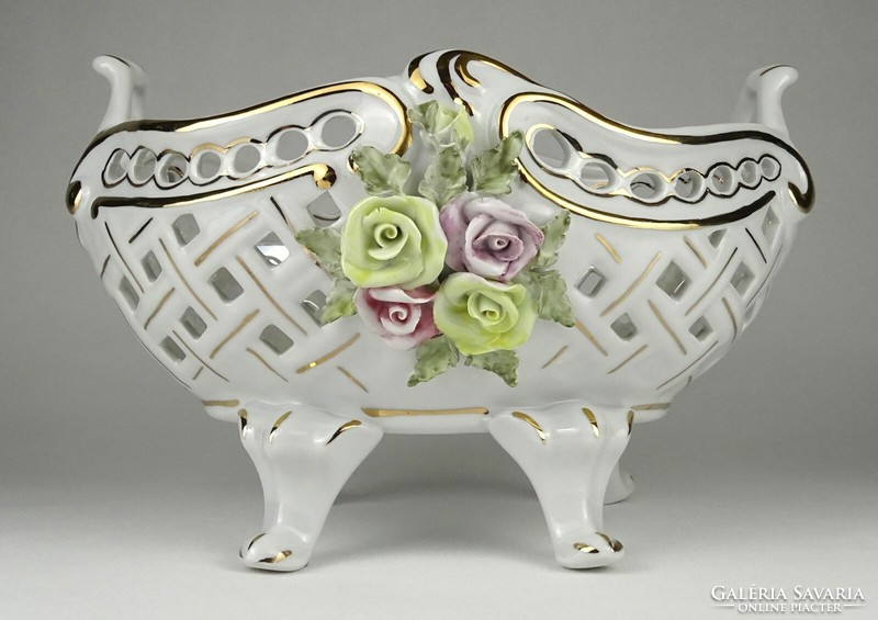 Openwork porcelain fruit basket marked 1O064 26 cm