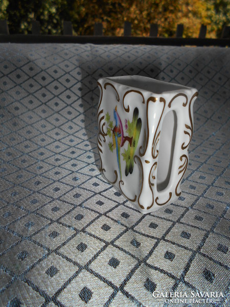 Herend porcelain match holder (pattern with pheasant rooster)