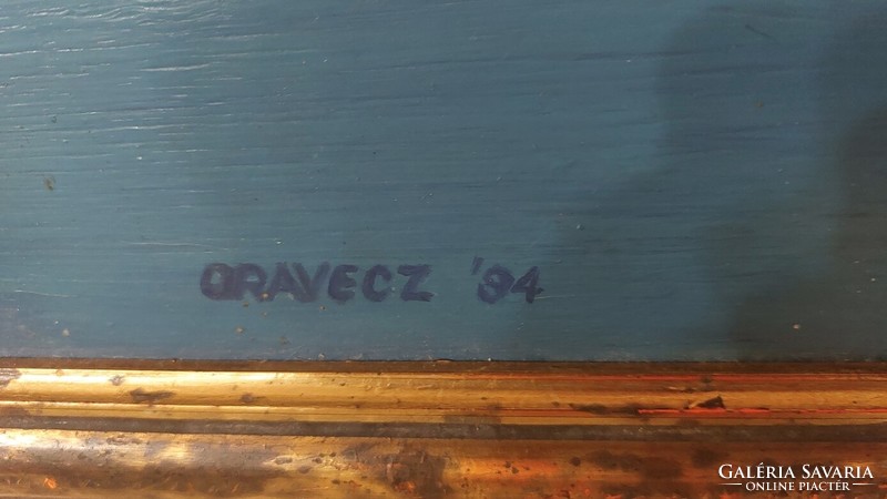 (K) Oravecz Amdrás tájkép festmény 74x55 cm kerettel