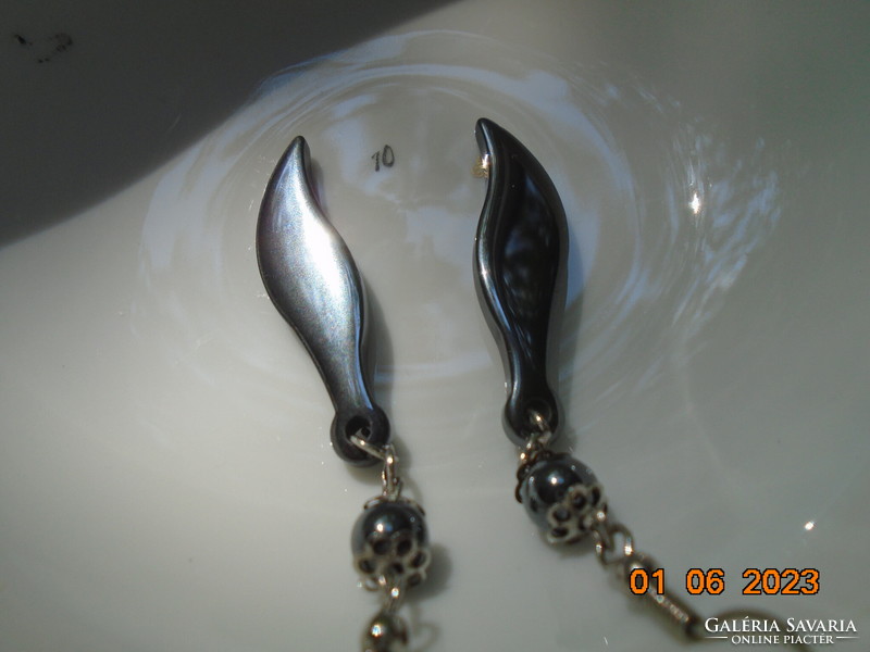 Hematite polished teardrop earrings