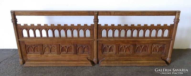 1O100 antique carved Gothic hardwood church prayer bench 226 cm