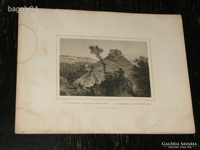 L. Rohbock: the Kisdiznód church in Transylvania - original steel engraving