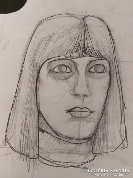 Female pencil drawing portrait