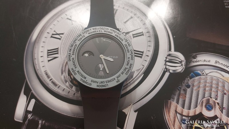 (K) atop world time quartz wristwatch