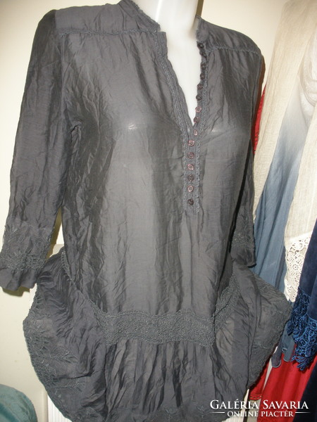 Cotton - silk tunic or dress, dark blue
