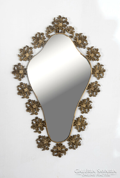 Metal-framed mirror - with stylized plant ornaments