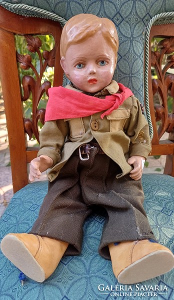 Antique rare doll, Circassian, in uniform. Completely handmade and hand painted.