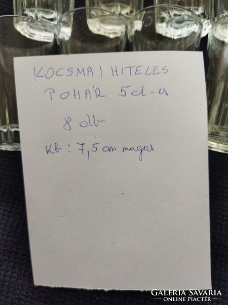 Kocsmai hitelesített fél decis ( 5 cl) üveg pohár 8 db