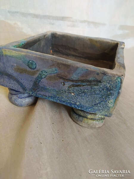 Ceramic square tray made with Raku technique